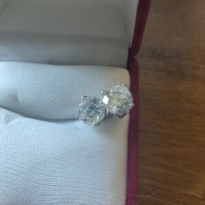 Sterling Silver Large Clear Stone Stud Earrings